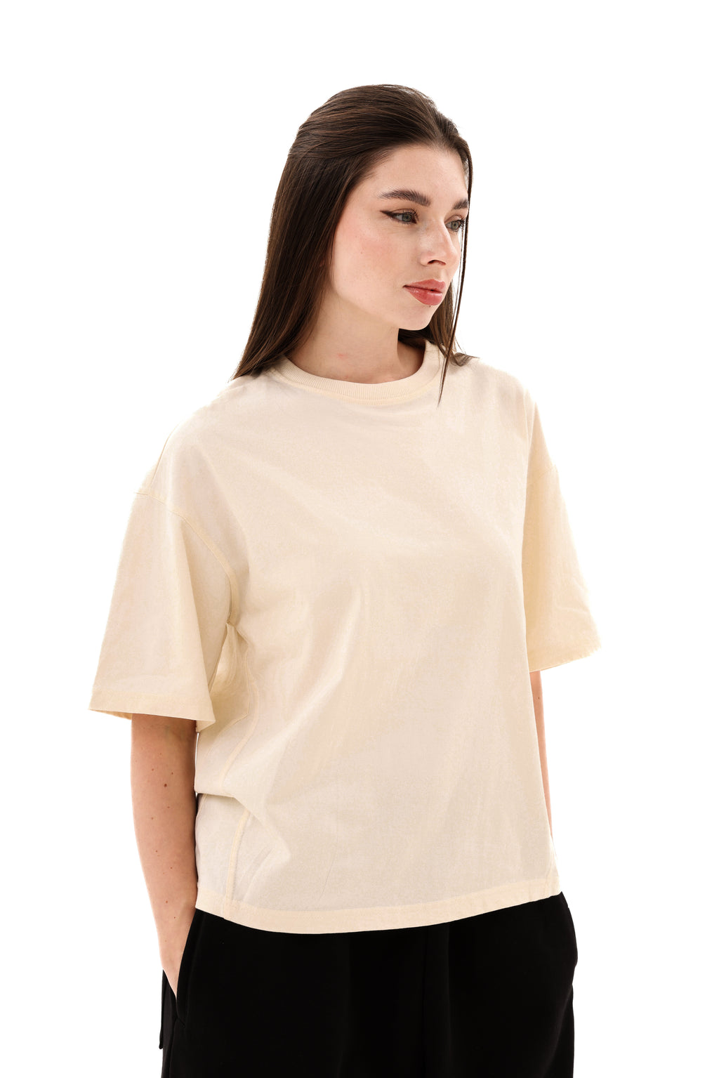 تي شيرت مؤلف بوكسي فيت V01 عاجي