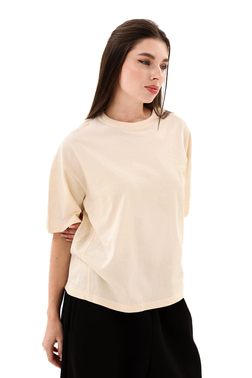 تي شيرت مؤلف بوكسي فيت V01 عاجي