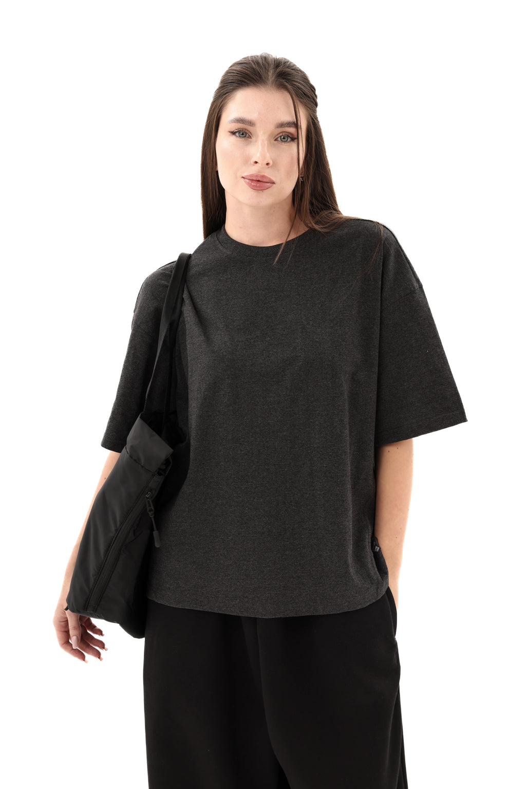 Boxy Fit T-shirt Set V01 (ivory & charcoal)