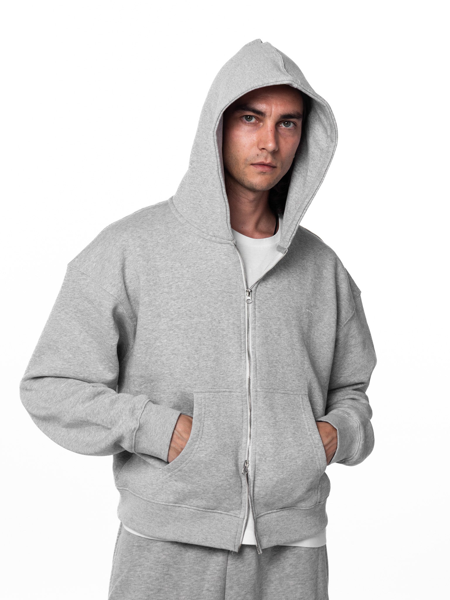 Author Boxy Zip-Up Hoodie | Grey